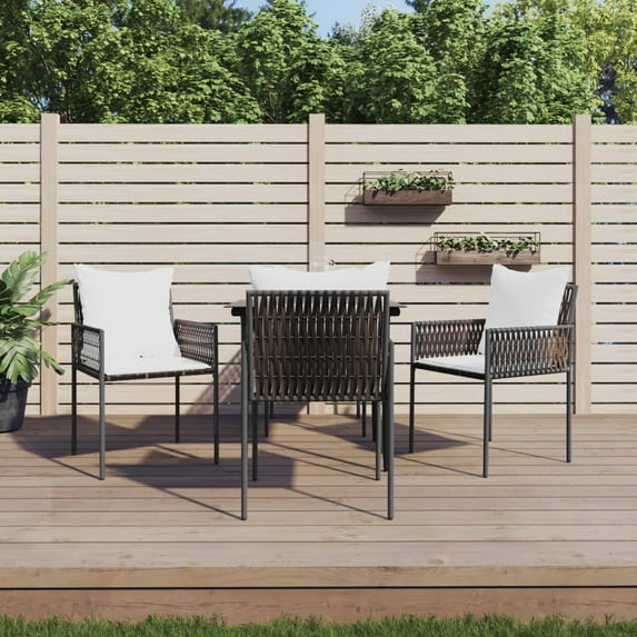 vidaXL Patio Dining Set with Cushions Outdoor Furniture Poly Rattan and Steel