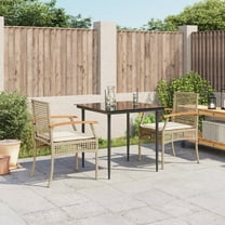 vidaXL Patio Dining Set with Cushions Outdoor Garden Furniture Poly Rattan
