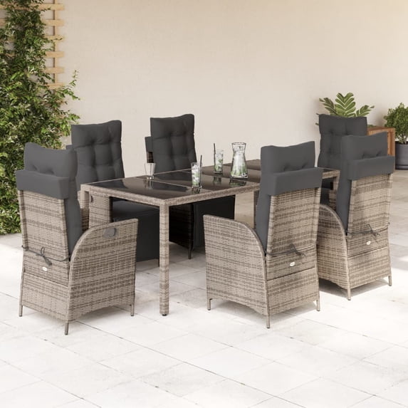 vidaXL Patio Dining Set with Cushions Outdoor Garden Furniture Poly Rattan