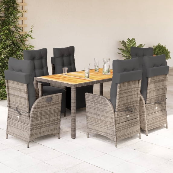vidaXL Patio Dining Set with Cushions Outdoor Garden Furniture Poly Rattan