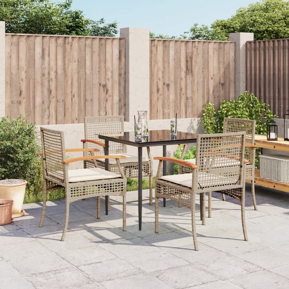 vidaXL Patio Dining Set with Cushions Outdoor Garden Furniture Poly Rattan