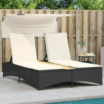vidaXL Patio Double Sun Lounger Black PE rattan Double