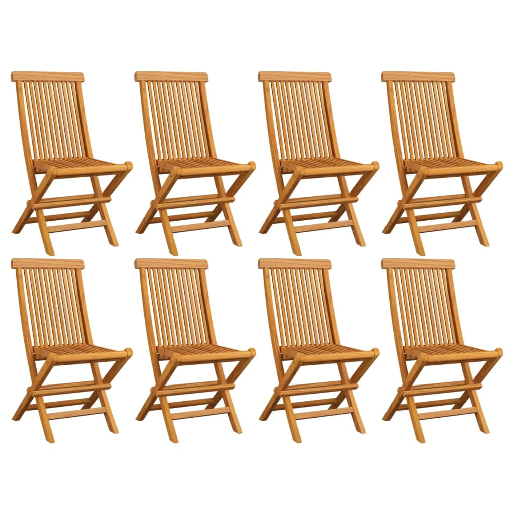 Teak Wood Outdoor Folding Chairs with Cushions, Set of 8