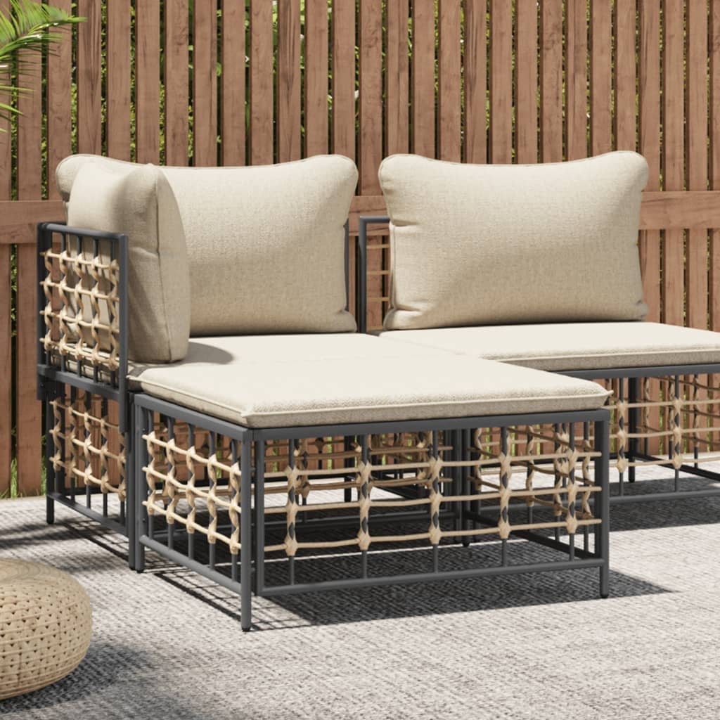 vidaXL Patio Footstool with Beige Cushion Poly Rattan - Walmart.com