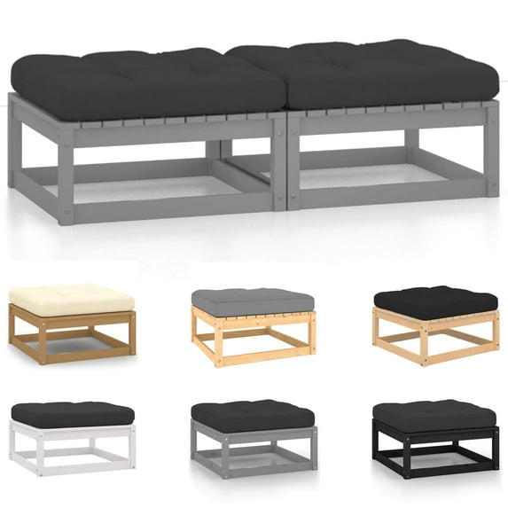 vidaXL Patio Furniture 2 pcs Outdoor Patio Ottoman for Garden with Cushions