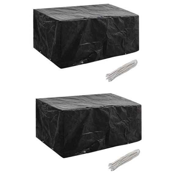 vidaXL Garden Furniture Cover Set of 2 Black Polyethylene