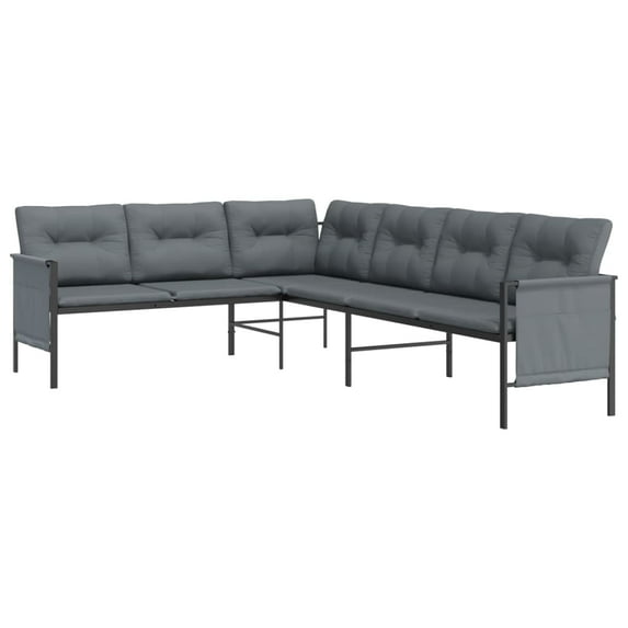 vidaXL Patio Furniture Outdoor Sectional Sofa Anthracite Steel and Textilene