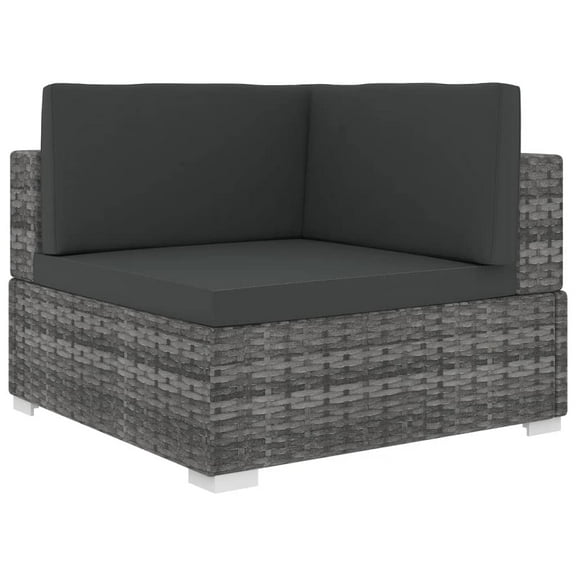 vidaXL Patio Furniture Rattan Sofa Chair Corner Seat with Cushions Poly Rattan