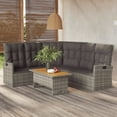 thumbnail image 1 of vidaXL Patio Furniture Reclining Sectional Sofa with Cushions Poly Rattan, 1 of 14