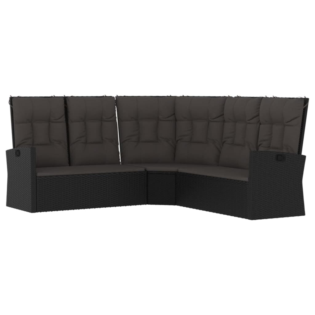 vidaXL Patio Furniture Reclining Sectional Sofa with Cushions Poly