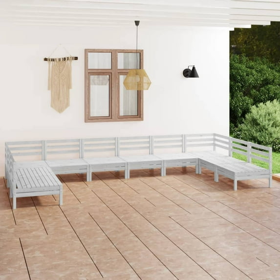 vidaXL Patio Furniture Set 10 Piece Garden Sectional Sofa Set Solid Wood Pine