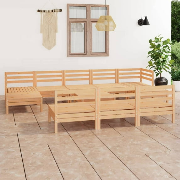 vidaXL Patio Furniture Set 11 Piece Garden Sectional Sofa Set Solid Wood Pine