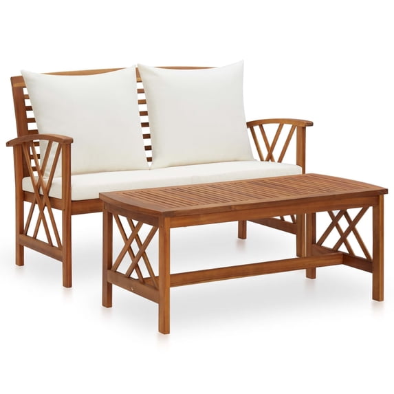 vidaXL Patio Furniture Set 2 Piece Bench Seat with Table Solid Wood Acacia