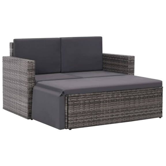 vidaXL Patio Furniture Set 2 Piece Patio Loveseat Outdoor Sofa Poly Rattan