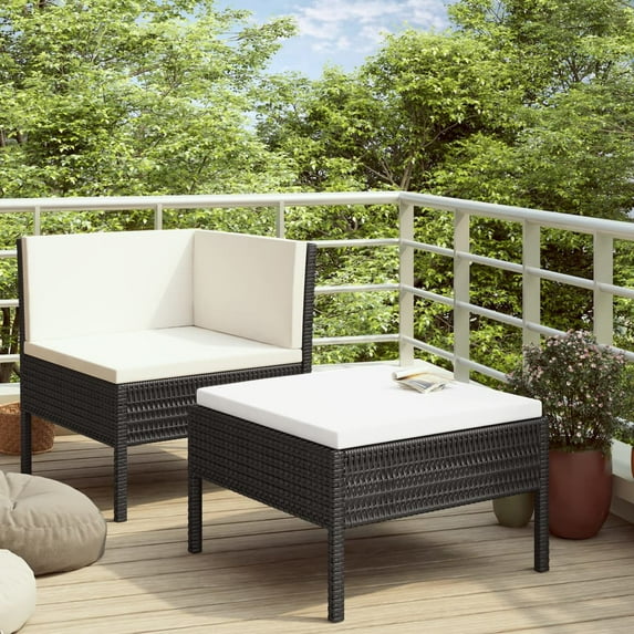 vidaXL Patio Furniture Set 2 Piece Patio Sectional Sofa with Table Poly Rattan