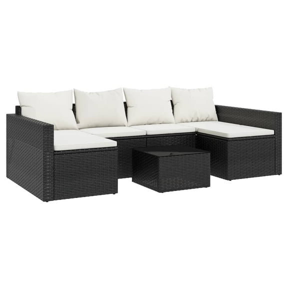 vidaXL Patio Furniture Set 2 Piece Sectional Sofa with Cushions Poly Rattan