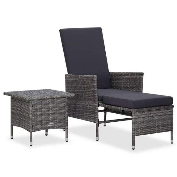 vidaXL Patio Furniture Set 2 Piece Sofa Chair with Coffee Table Poly Rattan
