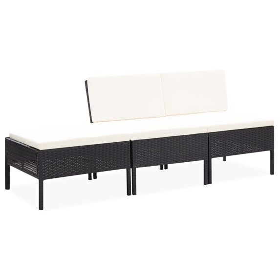 vidaXL Garden Lounge Set Black PE rattan Medium Modular