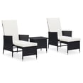 thumbnail image 1 of vidaXL Patio Furniture Set 3 Piece Wicker Armchairs with Table Poly Rattan, 1 of 11