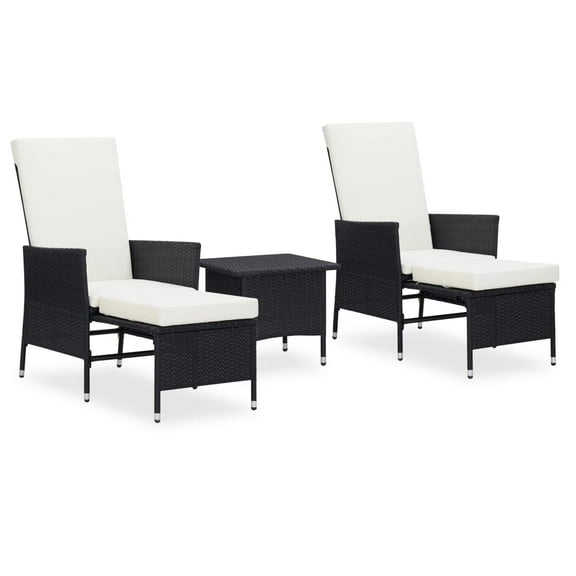 vidaXL Patio Furniture Set 3 Piece Wicker Armchairs with Table Poly Rattan