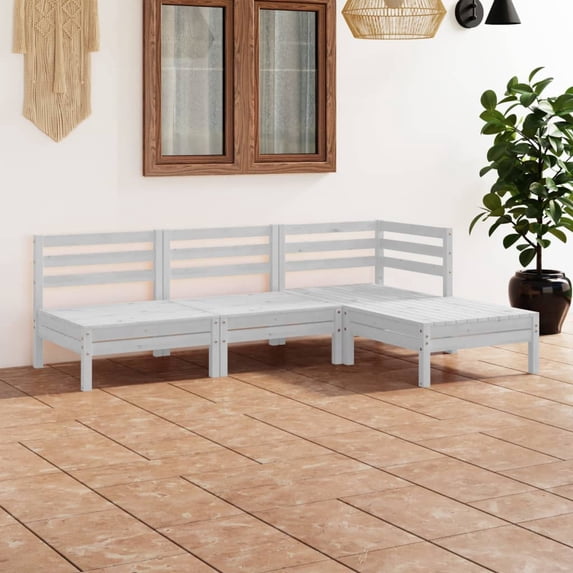 vidaXL Patio Furniture Set 4 Piece Garden Sectional Sofa Set Solid Wood Pine