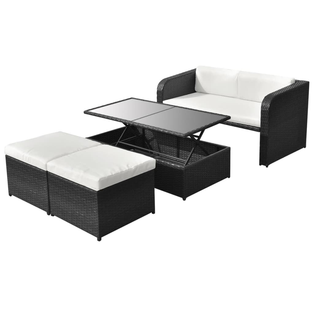 vidaXL Patio Furniture Set 4 Piece Patio Conversation Set with Table Rattan - image 1 of 10