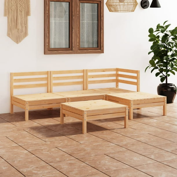 vidaXL Patio Furniture Set 5 Piece Garden Sectional Sofa Set Solid Wood Pine Walmart Business Supplies