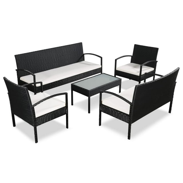 vidaXL Patio Furniture Set 5 Piece Outdoor Sofa with Coffee Table Poly Rattan