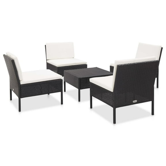vidaXL Patio Furniture Set 5 Piece Patio Sectional Sofa with Table Poly Rattan