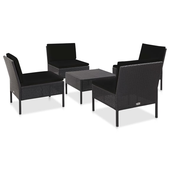 vidaXL Patio Furniture Set 5 Piece Patio Sectional Sofa with Table Poly Rattan