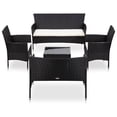 thumbnail image 1 of vidaXL 5 Piece Poly Rattan Outdoor Dining Sets with 3-Seater Sofa and 2-Seater Sofa, Black / Cream White, 1 of 12