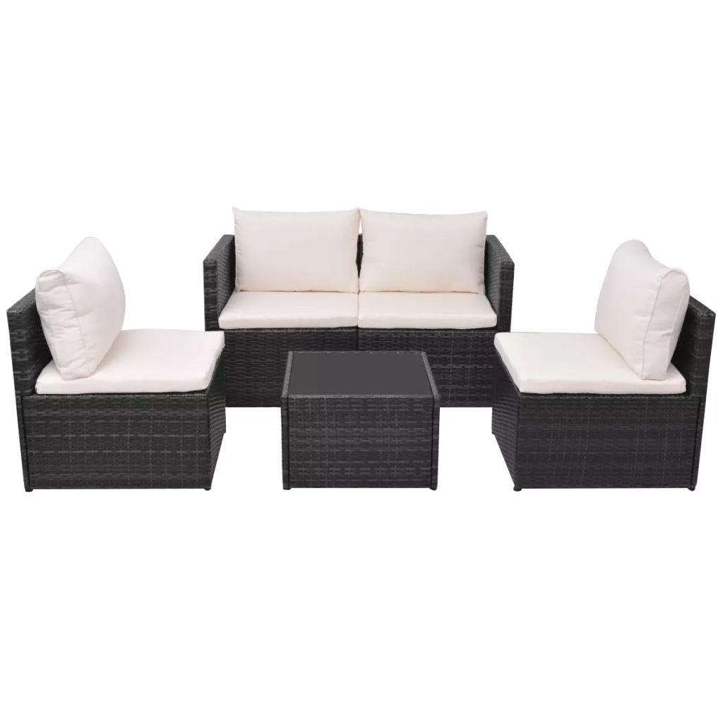 vidaXL Patio Furniture Set 5 Piece Patio Sectional Sofa with Table Poly Rattan - image 1 of 28
