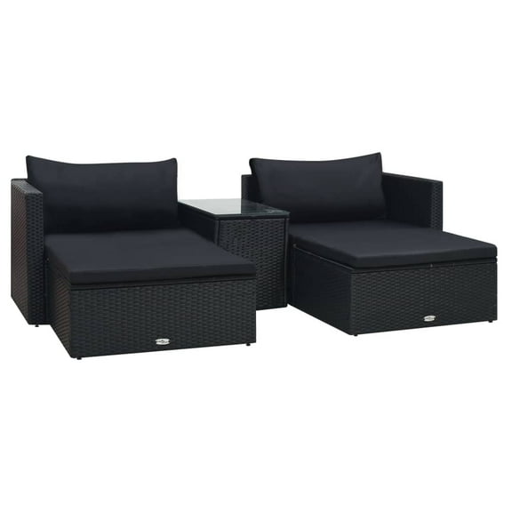 vidaXL Patio Furniture Set 5 Piece Patio Sectional Sofa with Table Poly Rattan