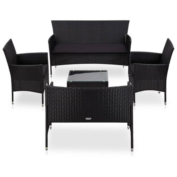 vidaXL Patio Furniture Set 5 Piece Patio Sectional Sofa with Table Poly Rattan