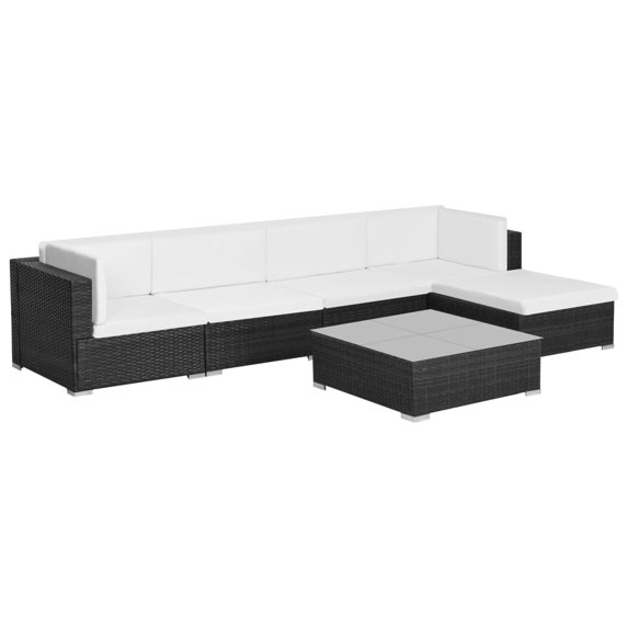 vidaXL Patio Furniture Set 6 Piece Outdoor Sofa with Coffee Table Poly Rattan