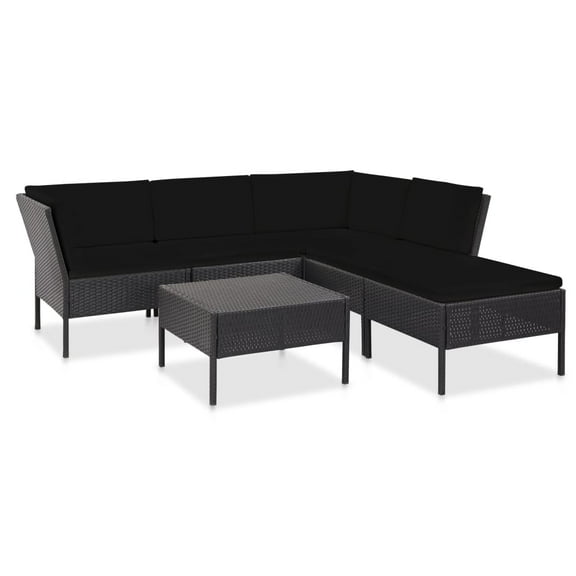 vidaXL Patio Furniture Set 6 Piece Sectional Sofa with Coffee Table Rattan