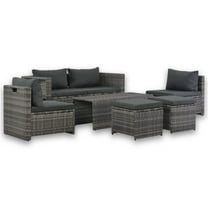 vidaXL Patio Furniture Set 6 Piece Sectional Sofa with Coffee Table Rattan