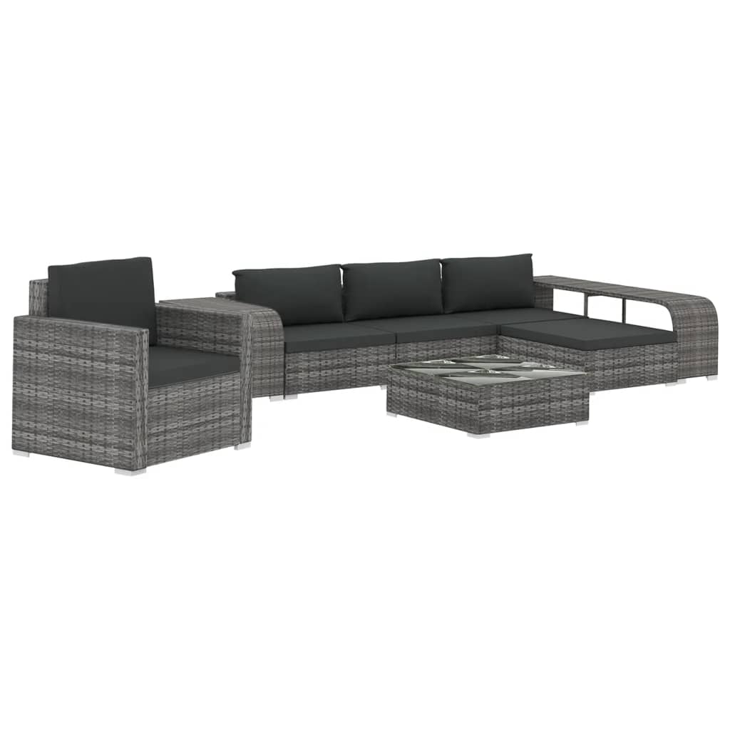 vidaXL Patio Furniture Set 8 Piece Patio Sectional Sofa with Table Poly Rattan - image 1 of 21