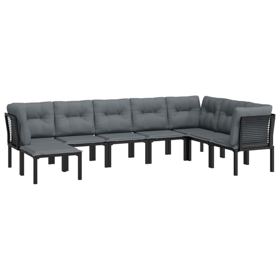 vidaXL Patio Furniture Set Outdoor Sectional Sofa Black and Gray Poly Rattan