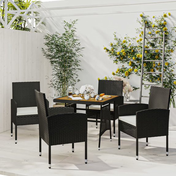vidaXL Patio Furniture Set Outdoor Table and Chair with Cushions Poly Rattan