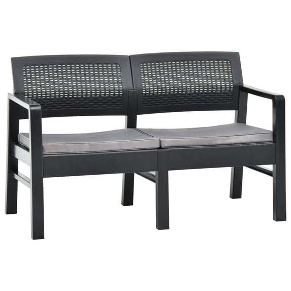 vidaXL Patio Garden Bench Loveseat with Cushions for Backyard Porch Plastic
