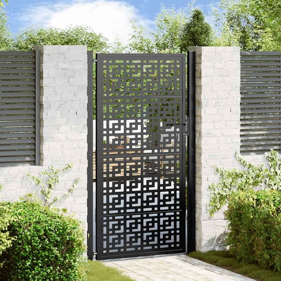 vidaXL Patio Gate Black 41.3x70.9" Steel Cross Design