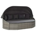 thumbnail image 1 of vidaXL Patio Lounge Bed with Canopy Poly Rattan Gray, 1 of 9