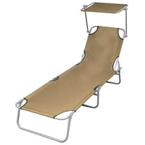 vidaXL Patio Lounge Chair Folding Sunlounger Outdoor Sunbed with Canopy Steel