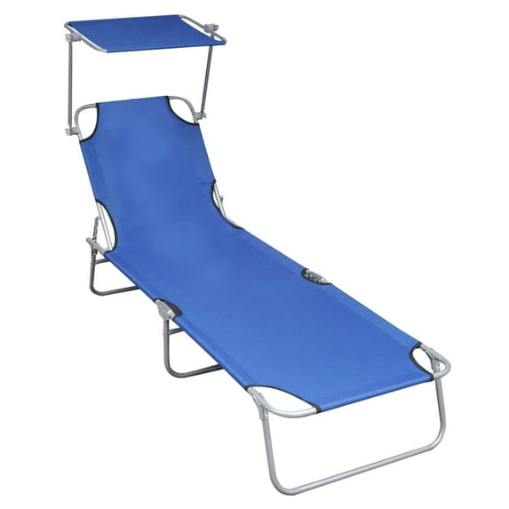 vidaXL Patio Lounge Chair Folding Sunlounger Porch Sunbed with Canopy Aluminum
