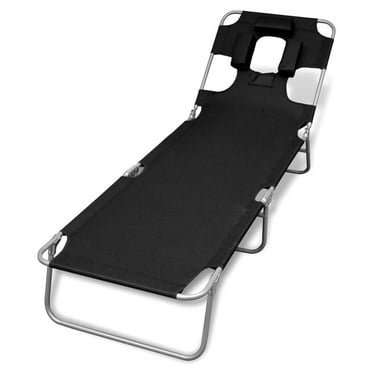 vidaXL Patio Lounge Chair Folding Sunlounger Sunbed with Head Cushion Steel