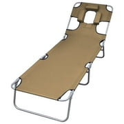 vidaXL Patio Lounge Chair Folding Sunlounger Sunbed with Head Cushion Steel