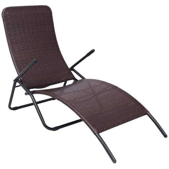 vidaXL Patio Lounge Chair Outdoor Chair Folding Sunlounger Sunbed Poly Rattan