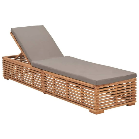 vidaXL 1 Piece Outdoor Patio Sun Lounger Chair with Cushion Solid Teak Wood Garden Recliner