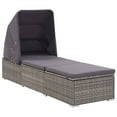 thumbnail image 1 of vidaXL Patio Lounge Chair Outdoor Sunbed with Foldable Canopy Poly Rattan, 1 of 32